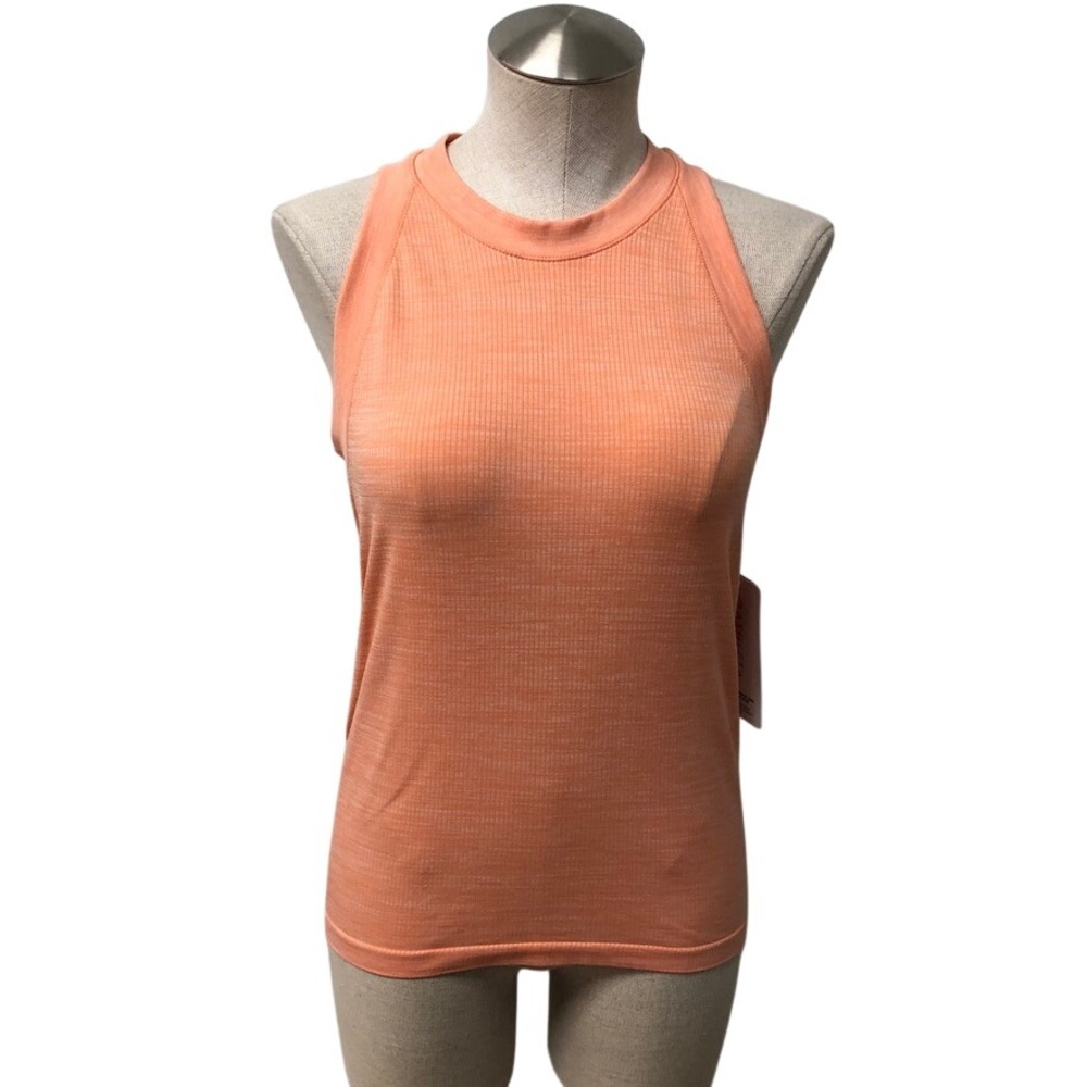 Athleta Renew Racerback Tank Womens Large Orange Space Dye Heather Ribbed